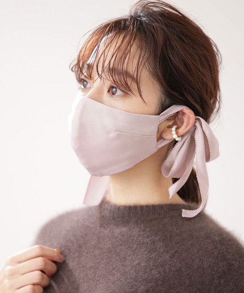 troisiemeCHACO（トロワズィエムチャコ）の「troisiemechaco/別注マットサテンリボンマスク（マスク・レディース・ベージュ/グレー/パープル系その他・FREE）」の3枚目の写真
