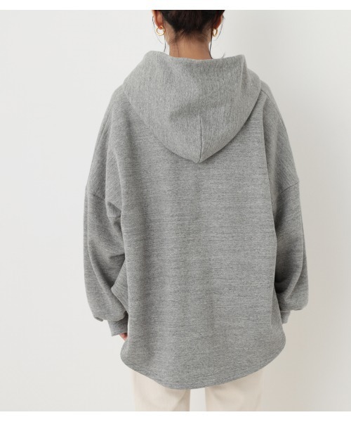 BLACK BY MOUSSY（ブラックバイマウジー）の「over size tent line hoodie（オーバーサイズテントラインフーディー）（パーカー・レディース・トップグレー/オフホワイト・FREE）」の6枚目の写真
