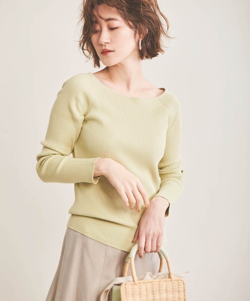 The Virgnia（ザ ヴァージニア）の「コンパクトヤーンボートネックニット（ニット/セーター・レディース・その他/ラベンダー/ネイビー/ライトグリーン/オフホワイト/ホワイト×ブラック・FREE）」の3枚目の写真