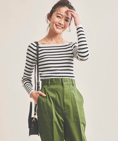 The Virgnia（ザ ヴァージニア）の「コンパクトヤーンボートネックニット（ニット/セーター・レディース・その他/ラベンダー/ネイビー/ライトグリーン/オフホワイト/ホワイト×ブラック・FREE）」の6枚目の写真