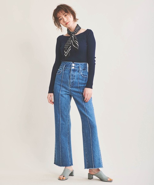 The Virgnia（ザ ヴァージニア）の「コンパクトヤーンボートネックニット（ニット/セーター・レディース・その他/ラベンダー/ネイビー/ライトグリーン/オフホワイト/ホワイト×ブラック・FREE）」の14枚目の写真