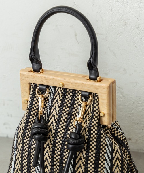 mystic(ミスティック)の「ウッドがま口BAG(ショルダーバッグ・レディース・ブラック/ベージュ・FREE)」の6枚目の写真