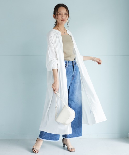 CRAFT STANDARD BOUTIQUE(クラフトスタンダードブティック)の「バック刺繍フロントボタンシャツワンピース *(シャツワンピース・レディース・チャコールグレー/グリーン/オフホワイト/パープル・FREE)」の2枚目の写真