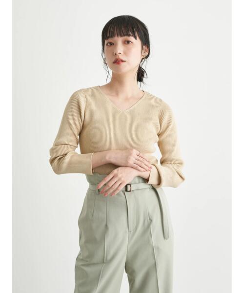 earth music&ecology（アースミュージックアンドエコロジー）の「スタイルアップニット(Vネック)　＊（ニット/セーター・レディース・ブラック/ベージュ/アイボリー/ミント/イエロー/サックスブルー・S/M）」の8枚目の写真