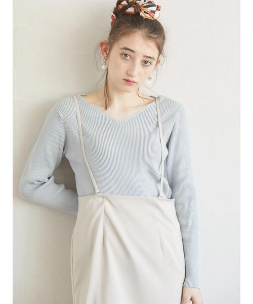 earth music&ecology（アースミュージックアンドエコロジー）の「スタイルアップニット(Vネック)　＊（ニット/セーター・レディース・ブラック/ベージュ/アイボリー/ミント/イエロー/サックスブルー・S/M）」の21枚目の写真