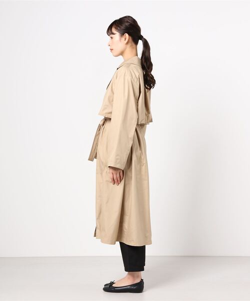 【美品】エストネーション　ポリエステルタスラントレンチコート　36　ベージュ ESTNATION / ドレストレンチコート ベージュ 36 美品