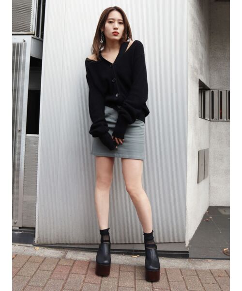 EMODA（エモダ）の「ショルダーストラップルーズニットカーディガン（カーディガン/ボレロ・レディース・アイボリー/ミント/ブラック・FREE）」の10枚目の写真