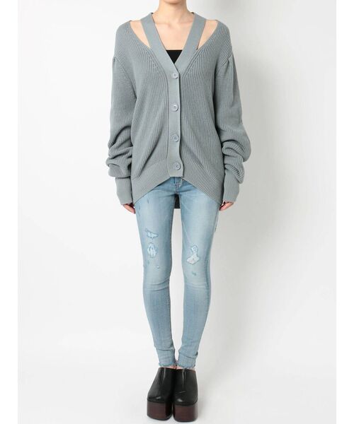 EMODA（エモダ）の「ショルダーストラップルーズニットカーディガン（カーディガン/ボレロ・レディース・アイボリー/ミント/ブラック・FREE）」の12枚目の写真