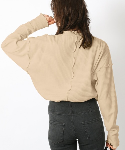 Heather（ヘザー）の「ＳＳリブメロウフリルカットソー　942323（Tシャツ/カットソー・レディース・ブラック/ベージュ/ホワイト・FREE）」の10枚目の写真