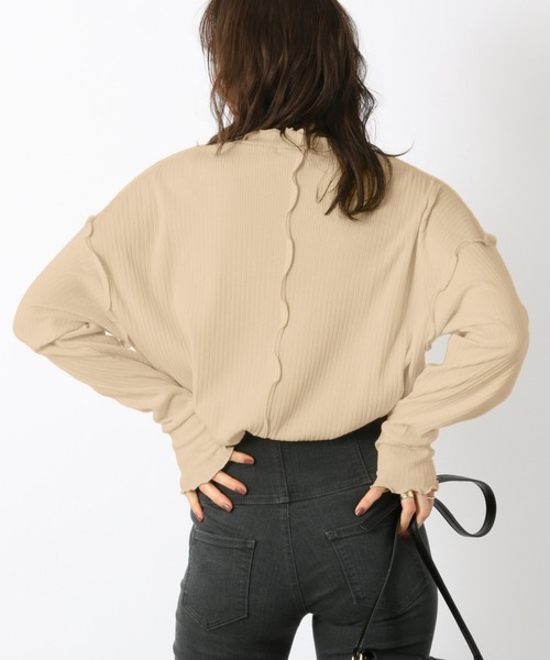 Heather（ヘザー）の「ＳＳリブメロウフリルカットソー　942323（Tシャツ/カットソー・レディース・ブラック/ベージュ/ホワイト・FREE）」の6枚目の写真