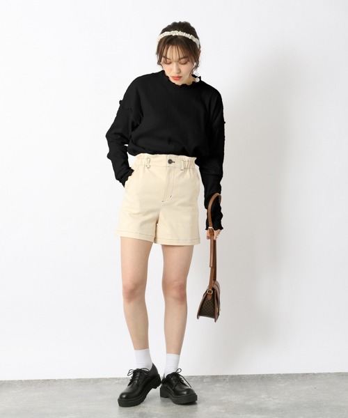 Heather（ヘザー）の「ＳＳリブメロウフリルカットソー　942323（Tシャツ/カットソー・レディース・ブラック/ベージュ/ホワイト・FREE）」の21枚目の写真