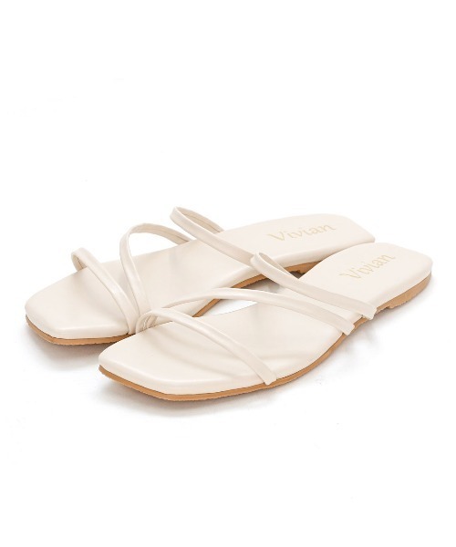VIVIAN（ヴィヴィアン）の「スクエアトゥアシメ華奢ストラップフラットサンダル（サンダル・レディース・ブラック/イエロー/グリーン/アイボリー/キャメル/パイソン/グレー系その他7/その他18・LL/S/M/L）」の17枚目の写真