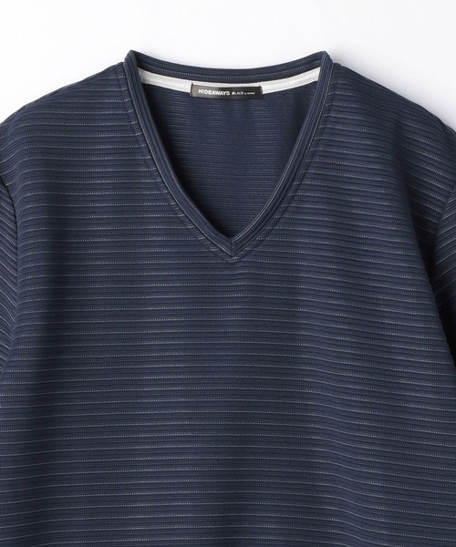 HIDEAWAYS NICOLE（ハイダウェイニコル）の「ブライトタックボ－ダ－ＶネックTシャツ（Tシャツ/カットソー・メンズ・ネイビー/ホワイト/サックスブルー/ブラック・LARGE/MEDIUM/X-LARGE）」の6枚目の写真