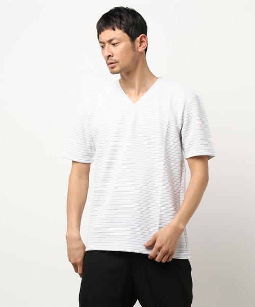 HIDEAWAYS NICOLE（ハイダウェイニコル）の「ブライトタックボ－ダ－ＶネックTシャツ（Tシャツ/カットソー・メンズ・ネイビー/ホワイト/サックスブルー/ブラック・LARGE/MEDIUM/X-LARGE）」の12枚目の写真