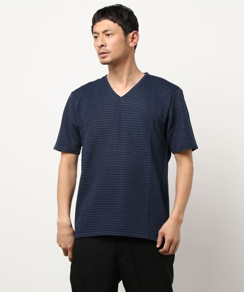 HIDEAWAYS NICOLE（ハイダウェイニコル）の「ブライトタックボ－ダ－ＶネックTシャツ（Tシャツ/カットソー・メンズ・ネイビー/ホワイト/サックスブルー/ブラック・LARGE/MEDIUM/X-LARGE）」の14枚目の写真