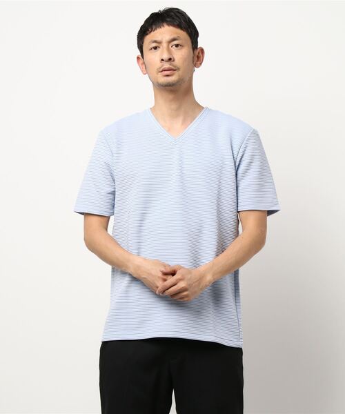 HIDEAWAYS NICOLE（ハイダウェイニコル）の「ブライトタックボ－ダ－ＶネックTシャツ（Tシャツ/カットソー・メンズ・ネイビー/ホワイト/サックスブルー/ブラック・LARGE/MEDIUM/X-LARGE）」の15枚目の写真