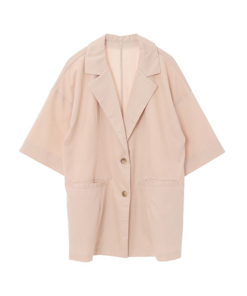 fifth（フィフス）の「ルーズ半袖カラージャケット（ライダースジャケット・レディース・ピンクベージュ/グレー・MEDIUM）」の4枚目の写真