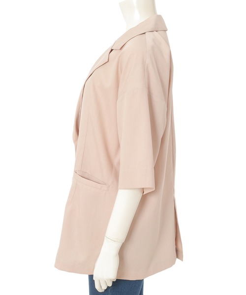 fifth（フィフス）の「ルーズ半袖カラージャケット（ライダースジャケット・レディース・ピンクベージュ/グレー・MEDIUM）」の12枚目の写真