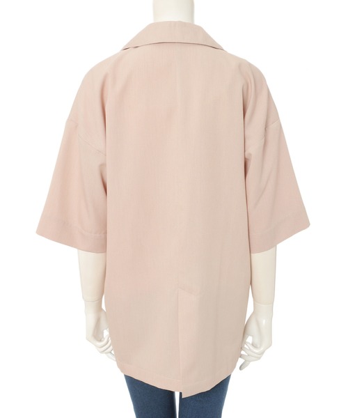 fifth（フィフス）の「ルーズ半袖カラージャケット（ライダースジャケット・レディース・ピンクベージュ/グレー・MEDIUM）」の10枚目の写真