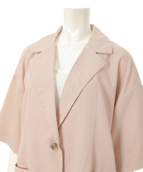 fifth（フィフス）の「ルーズ半袖カラージャケット（ライダースジャケット・レディース・ピンクベージュ/グレー・MEDIUM）」の9枚目の写真