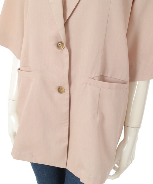 fifth（フィフス）の「ルーズ半袖カラージャケット（ライダースジャケット・レディース・ピンクベージュ/グレー・MEDIUM）」の8枚目の写真