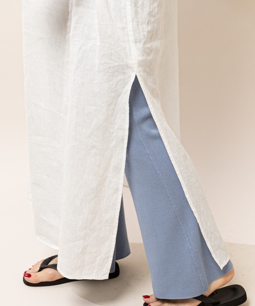 SHENERY（シーナリー）の「【WEB限定カラー：ブルー】スキッパーリネンロングドレス（ワンピース・レディース・ブラウン/オフホワイト/イエロー/ブルー・FREE）」の17枚目の写真