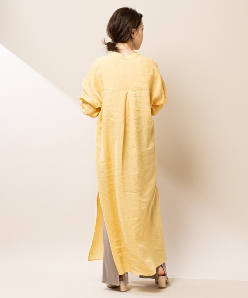 SHENERY（シーナリー）の「【WEB限定カラー：ブルー】スキッパーリネンロングドレス（ワンピース・レディース・ブラウン/オフホワイト/イエロー/ブルー・FREE）」の16枚目の写真