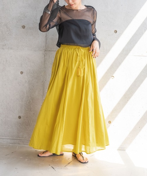 bohmal(ボマール)の「インド綿ギャザーマキシスカート(スカート・レディース・ブラック/レッド/イエロー/ブルー/グリーン/オレンジ・FREE)」の15枚目の写真