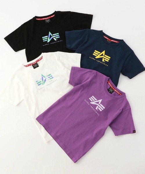 Alpha Industries（アルファインダストリーズ）の「キッズ Aマークプリント 半袖Ｔシャツ（Tシャツ/カットソー・キッズ・ホワイト/ブラック/パープル/ネイビー・140/150/120/130/110）」の4枚目の写真