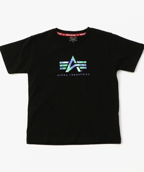 Alpha Industries（アルファインダストリーズ）の「キッズ Aマークプリント 半袖Ｔシャツ（Tシャツ/カットソー・キッズ・ホワイト/ブラック/パープル/ネイビー・140/150/120/130/110）」の2枚目の写真