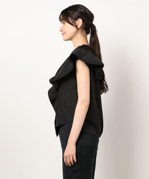 Cepica（セピカ）の「ラッフルアシメ切替カットソー（Tシャツ/カットソー・レディース・ブラック/マスタード/ホワイト・FREE）」の4枚目の写真