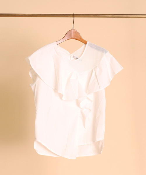 Cepica（セピカ）の「ラッフルアシメ切替カットソー（Tシャツ/カットソー・レディース・ブラック/マスタード/ホワイト・FREE）」の2枚目の写真