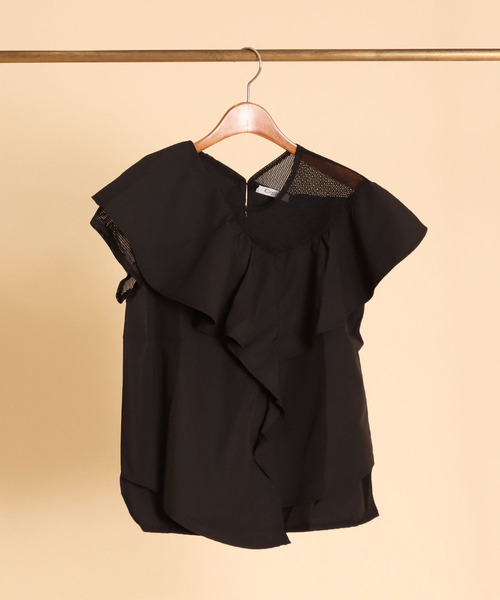 Cepica（セピカ）の「ラッフルアシメ切替カットソー（Tシャツ/カットソー・レディース・ブラック/マスタード/ホワイト・FREE）」の3枚目の写真