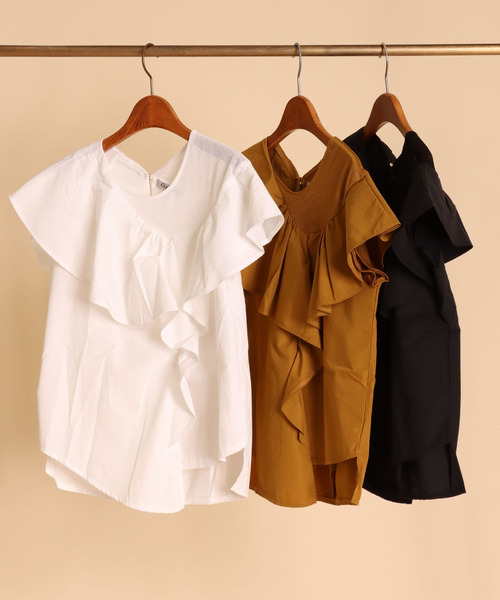 Cepica（セピカ）の「ラッフルアシメ切替カットソー（Tシャツ/カットソー・レディース・ブラック/マスタード/ホワイト・FREE）」の6枚目の写真