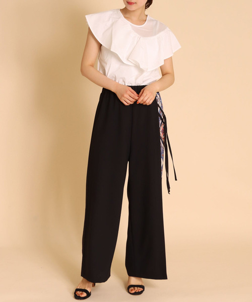 Cepica（セピカ）の「ラッフルアシメ切替カットソー（Tシャツ/カットソー・レディース・ブラック/マスタード/ホワイト・FREE）」の7枚目の写真