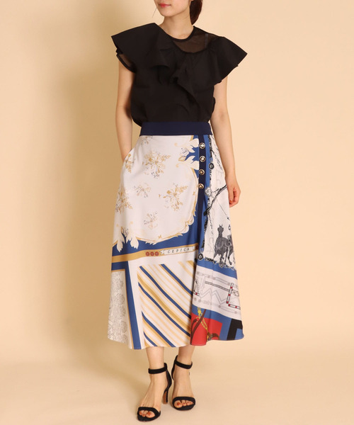 Cepica（セピカ）の「ラッフルアシメ切替カットソー（Tシャツ/カットソー・レディース・ブラック/マスタード/ホワイト・FREE）」の8枚目の写真