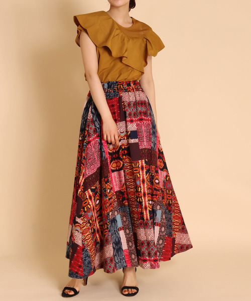 Cepica（セピカ）の「ラッフルアシメ切替カットソー（Tシャツ/カットソー・レディース・ブラック/マスタード/ホワイト・FREE）」の9枚目の写真