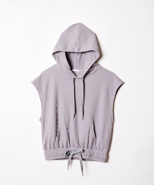 REDYAZEL（レディアゼル）の「【WEB＆ルミネエスト限定】ワッフルバックロゴ刺繍ノースリフーディー（その他トップス・レディース・オフホワイト/グレー・FREE）」の8枚目の写真