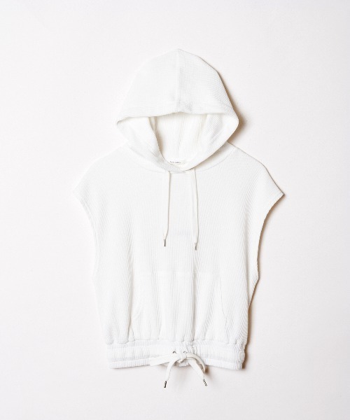 REDYAZEL（レディアゼル）の「【WEB＆ルミネエスト限定】ワッフルバックロゴ刺繍ノースリフーディー（その他トップス・レディース・オフホワイト/グレー・FREE）」の4枚目の写真