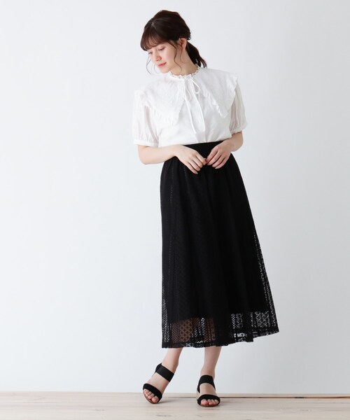 Cutie Blonde（キューティーブロンド）の「◆【S-L】レーススカート（スカート・レディース・アイボリー/ブラック/マスタード・01/02/03）」の4枚目の写真