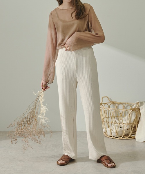 Ambre Neige（アンブルネージュ）の「キャミソール付きアソートシアー楊柳ブラウス／【WEB/EC限定商品】（シャツ/ブラウス・レディース・ブラック/グリーン/ライトブルー/モカ/ホワイト・FREE）」の20枚目の写真