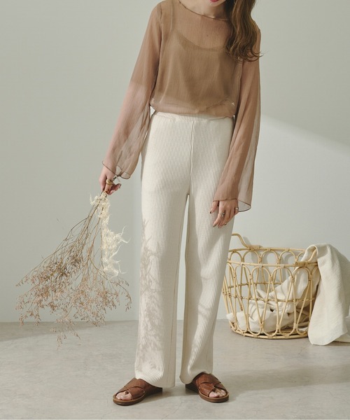 Ambre Neige（アンブルネージュ）の「キャミソール付きアソートシアー楊柳ブラウス／【WEB/EC限定商品】（シャツ/ブラウス・レディース・ブラック/グリーン/ライトブルー/モカ/ホワイト・FREE）」の21枚目の写真