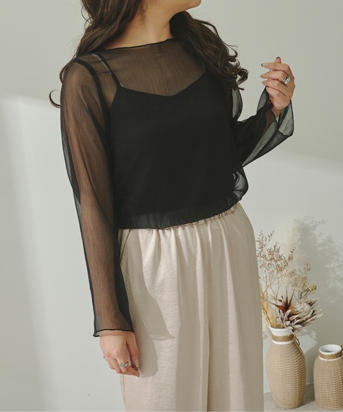 Ambre Neige（アンブルネージュ）の「キャミソール付きアソートシアー楊柳ブラウス／【WEB/EC限定商品】（シャツ/ブラウス・レディース・ブラック/グリーン/ライトブルー/モカ/ホワイト・FREE）」の13枚目の写真