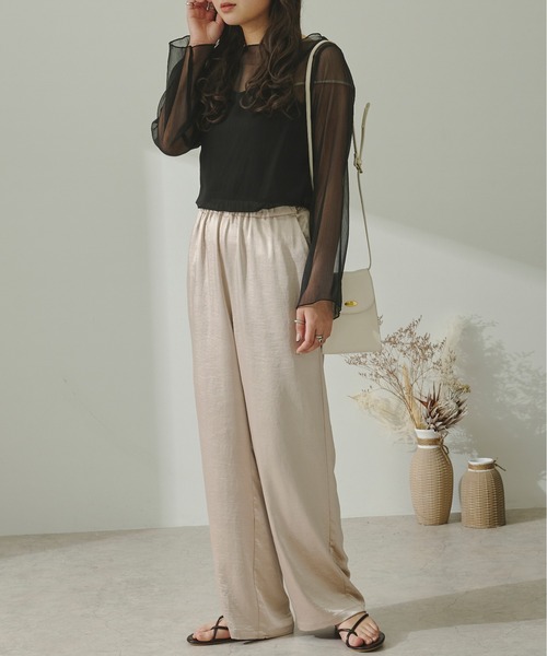 Ambre Neige（アンブルネージュ）の「キャミソール付きアソートシアー楊柳ブラウス／【WEB/EC限定商品】（シャツ/ブラウス・レディース・ブラック/グリーン/ライトブルー/モカ/ホワイト・FREE）」の15枚目の写真