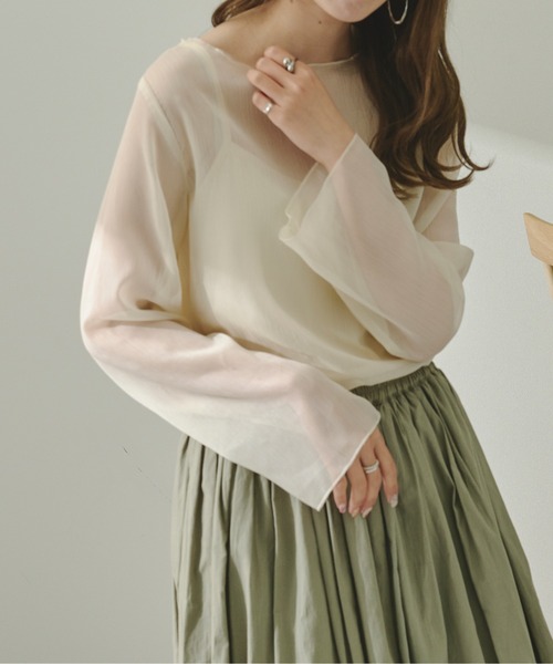 Ambre Neige（アンブルネージュ）の「キャミソール付きアソートシアー楊柳ブラウス／【WEB/EC限定商品】（シャツ/ブラウス・レディース・ブラック/グリーン/ライトブルー/モカ/ホワイト・FREE）」の7枚目の写真