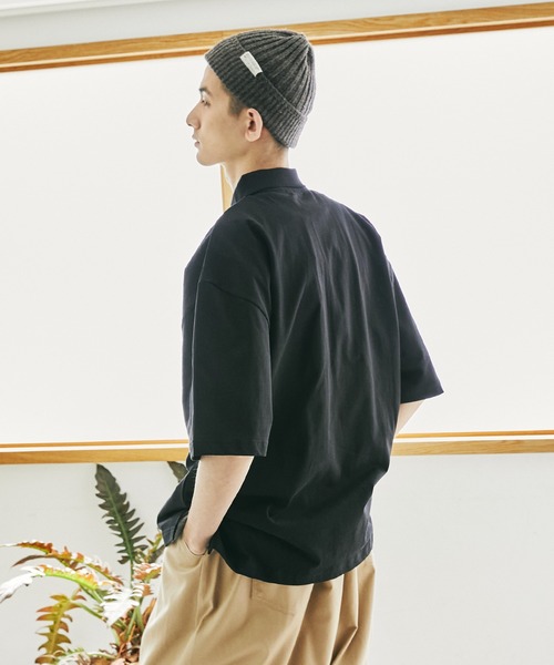 nowm(ノウム)の「【nowm】MERCERISED COTTON LOOSE BOX SLIT POLOSHIRT/ ルーズ ポロシャツ(ポロシャツ・メンズ・ブラック/チャコール・M/L)」の5枚目の写真