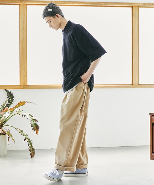 nowm(ノウム)の「【nowm】MERCERISED COTTON LOOSE BOX SLIT POLOSHIRT/ ルーズ ポロシャツ(ポロシャツ・メンズ・ブラック/チャコール・M/L)」の8枚目の写真