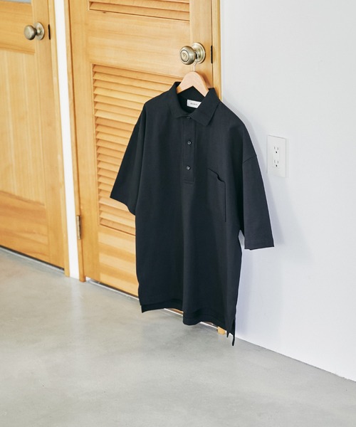 nowm(ノウム)の「【nowm】MERCERISED COTTON LOOSE BOX SLIT POLOSHIRT/ ルーズ ポロシャツ(ポロシャツ・メンズ・ブラック/チャコール・M/L)」の13枚目の写真