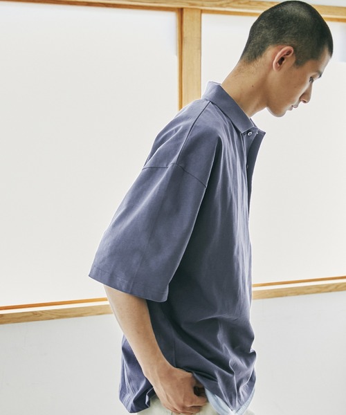 nowm(ノウム)の「【nowm】MERCERISED COTTON LOOSE BOX SLIT POLOSHIRT/ ルーズ ポロシャツ(ポロシャツ・メンズ・ブラック/チャコール・M/L)」の14枚目の写真
