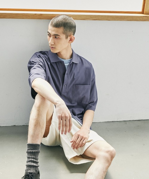 nowm(ノウム)の「【nowm】MERCERISED COTTON LOOSE BOX SLIT POLOSHIRT/ ルーズ ポロシャツ(ポロシャツ・メンズ・ブラック/チャコール・M/L)」の18枚目の写真